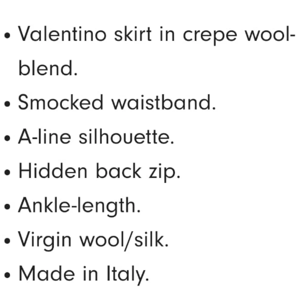 nwt Valentino Smock-Waist A-Line Crepe Wool-Blend Ankle-Length Black Ski…